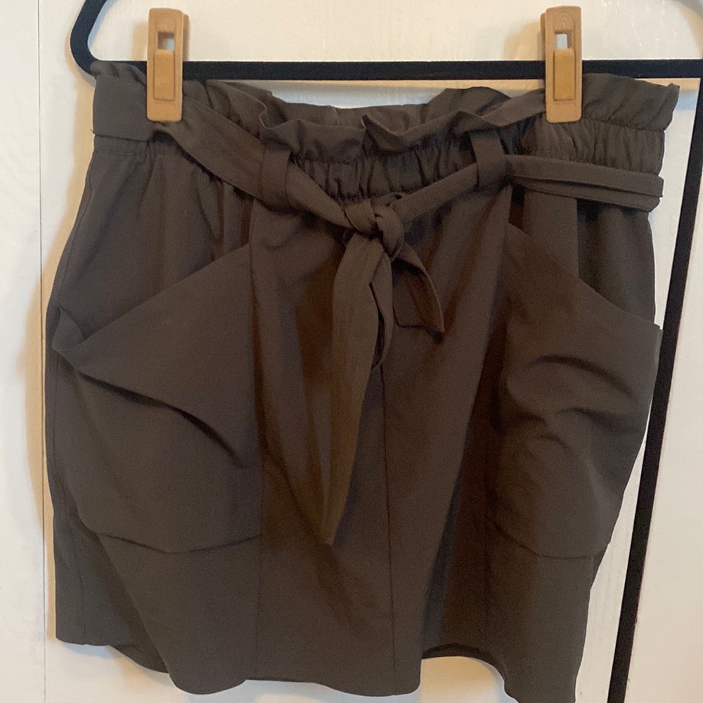Athletic skort. Dry quick fabric. Color is olive green.